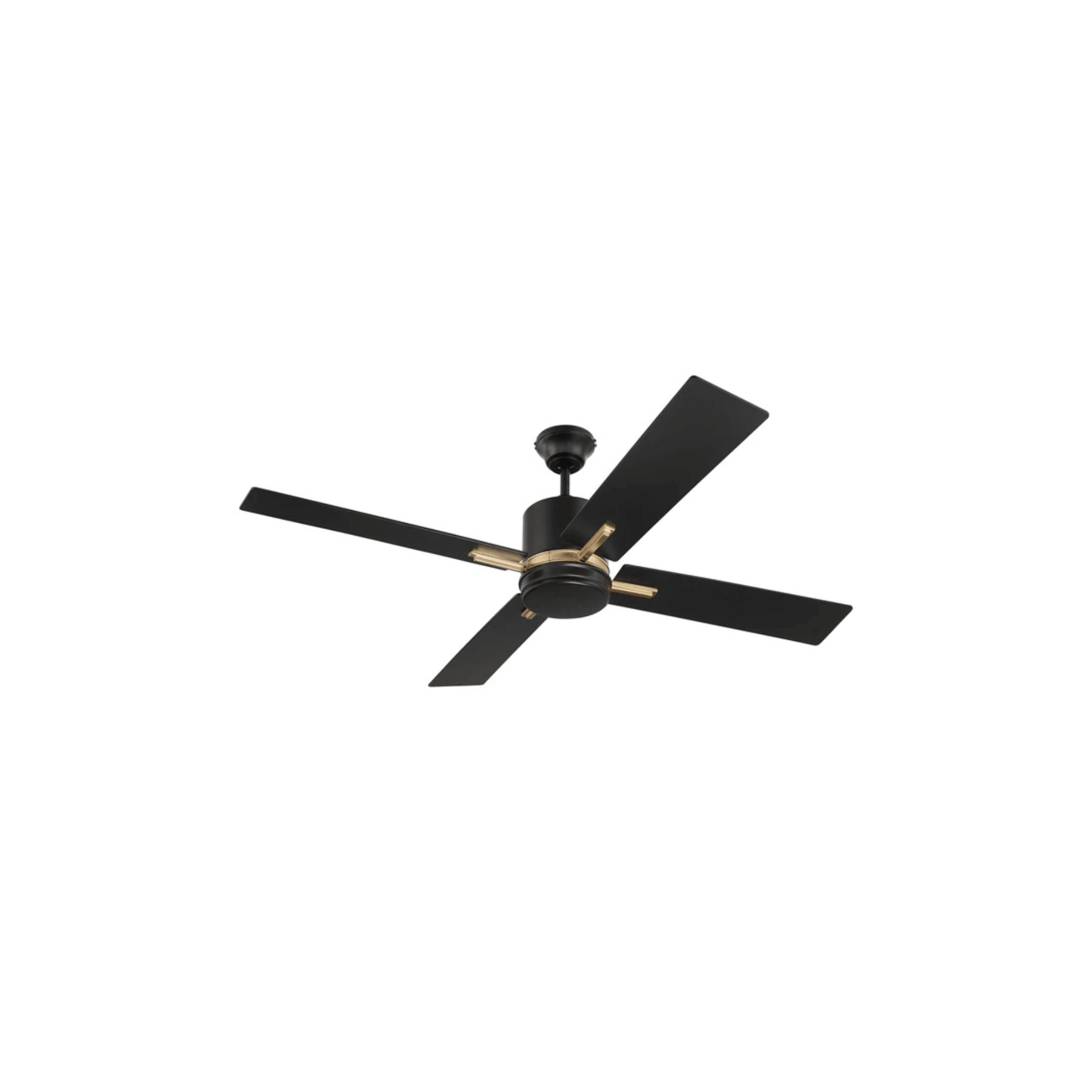 Teana 52 inch Flat Black and Satin Brass with Flat Black/Mesquite Blades Ceiling Fan - Orvon Lighting