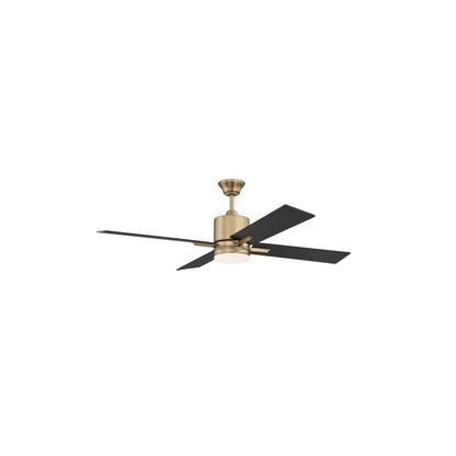 Teana 52 inch Flat Black and Satin Brass with Flat Black/Mesquite Blades Ceiling Fan - Orvon Lighting