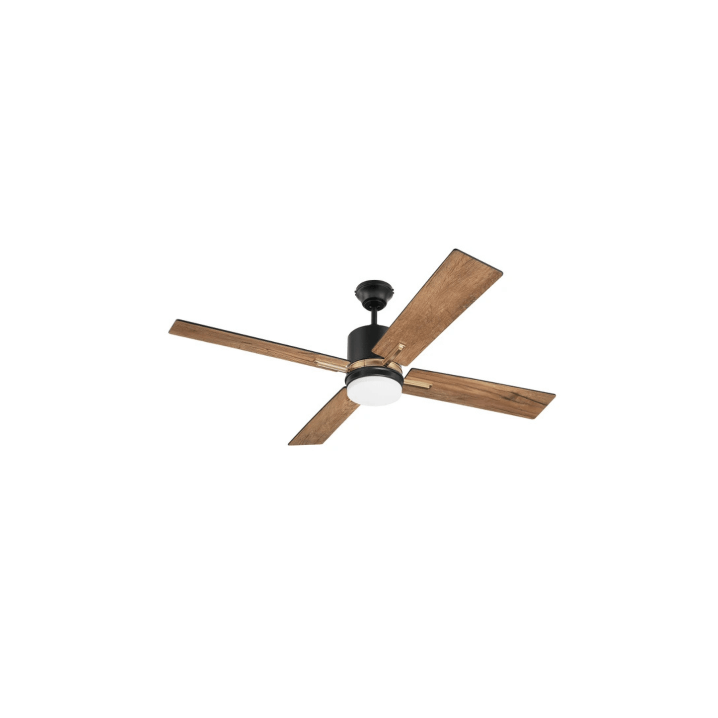 Teana 52 inch Flat Black and Satin Brass with Flat Black/Mesquite Blades Ceiling Fan - Orvon Lighting