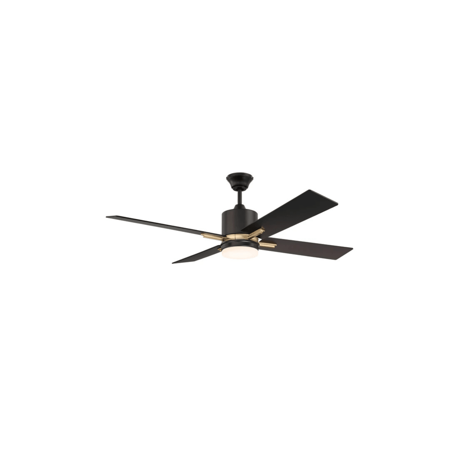 Teana 52 inch Flat Black and Satin Brass with Flat Black/Mesquite Blades Ceiling Fan - Orvon Lighting