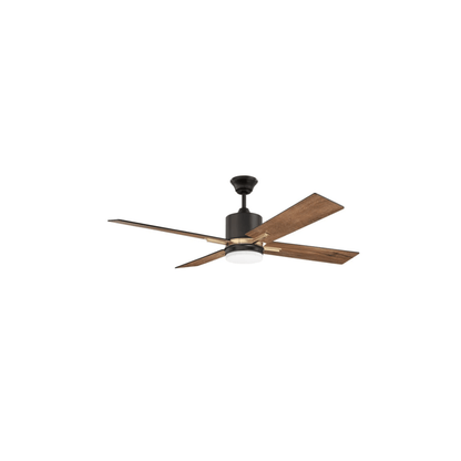 Teana 52 inch Flat Black and Satin Brass with Flat Black/Mesquite Blades Ceiling Fan - Orvon Lighting