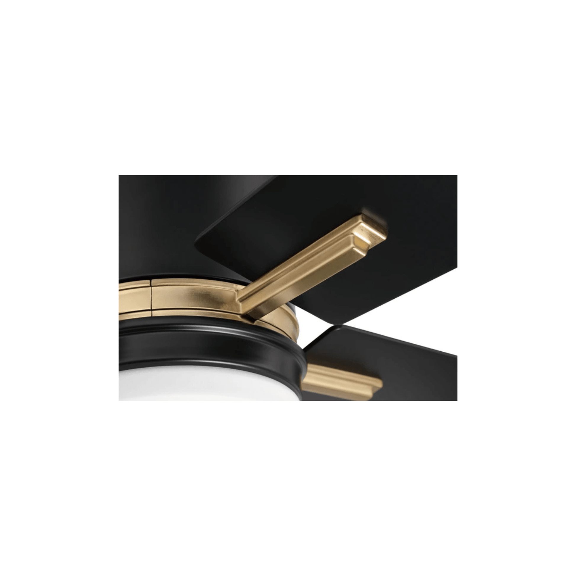 Teana 52 inch Flat Black and Satin Brass with Flat Black/Mesquite Blades Ceiling Fan - Orvon Lighting