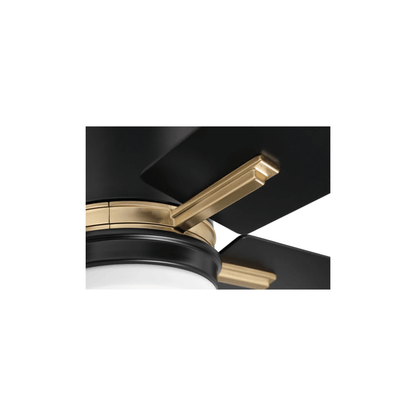 Teana 52 inch Flat Black and Satin Brass with Flat Black/Mesquite Blades Ceiling Fan - Orvon Lighting