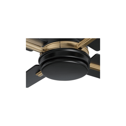 Teana 52 inch Flat Black and Satin Brass with Flat Black/Mesquite Blades Ceiling Fan - Orvon Lighting