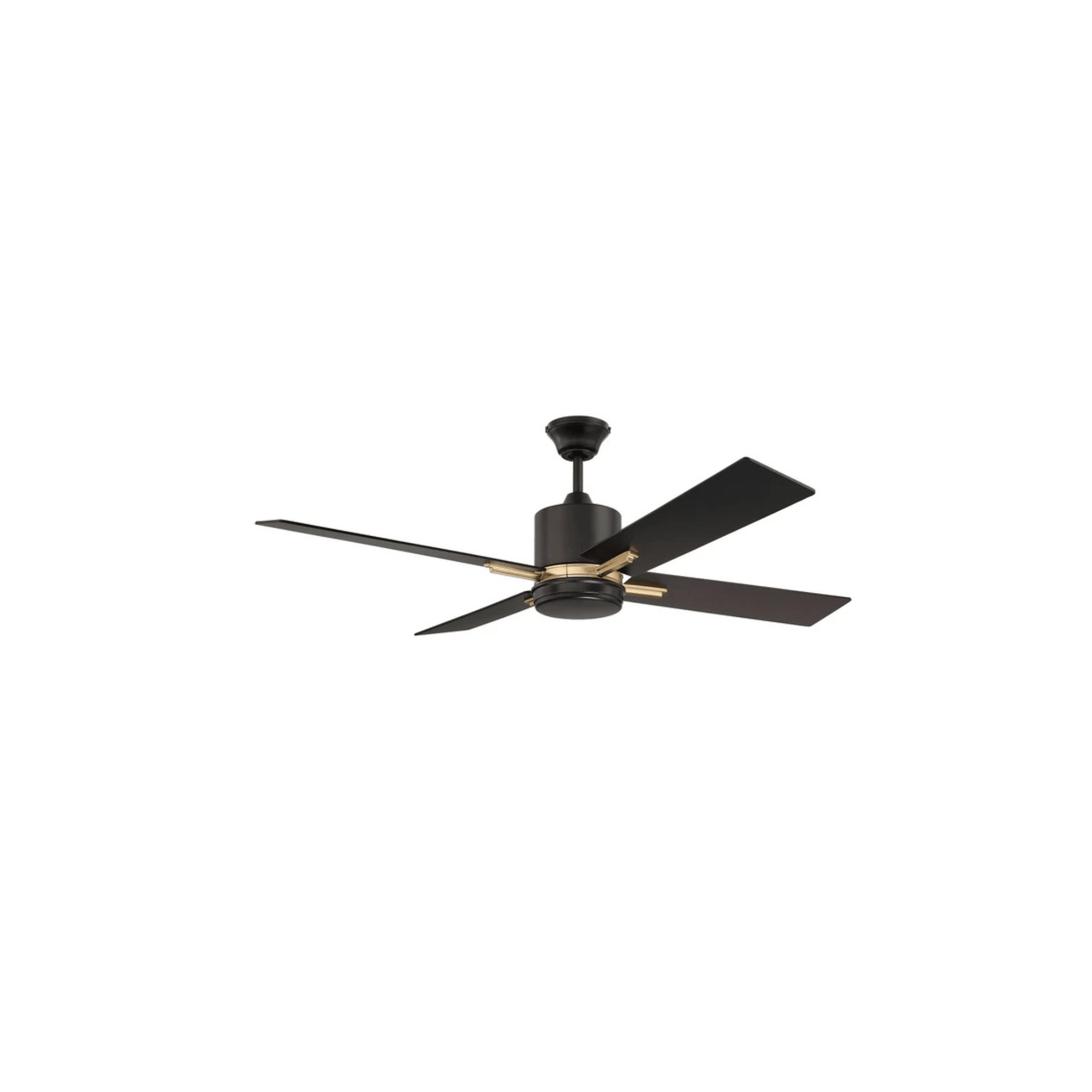 Teana 52 inch Flat Black and Satin Brass with Flat Black/Mesquite Blades Ceiling Fan - Orvon Lighting