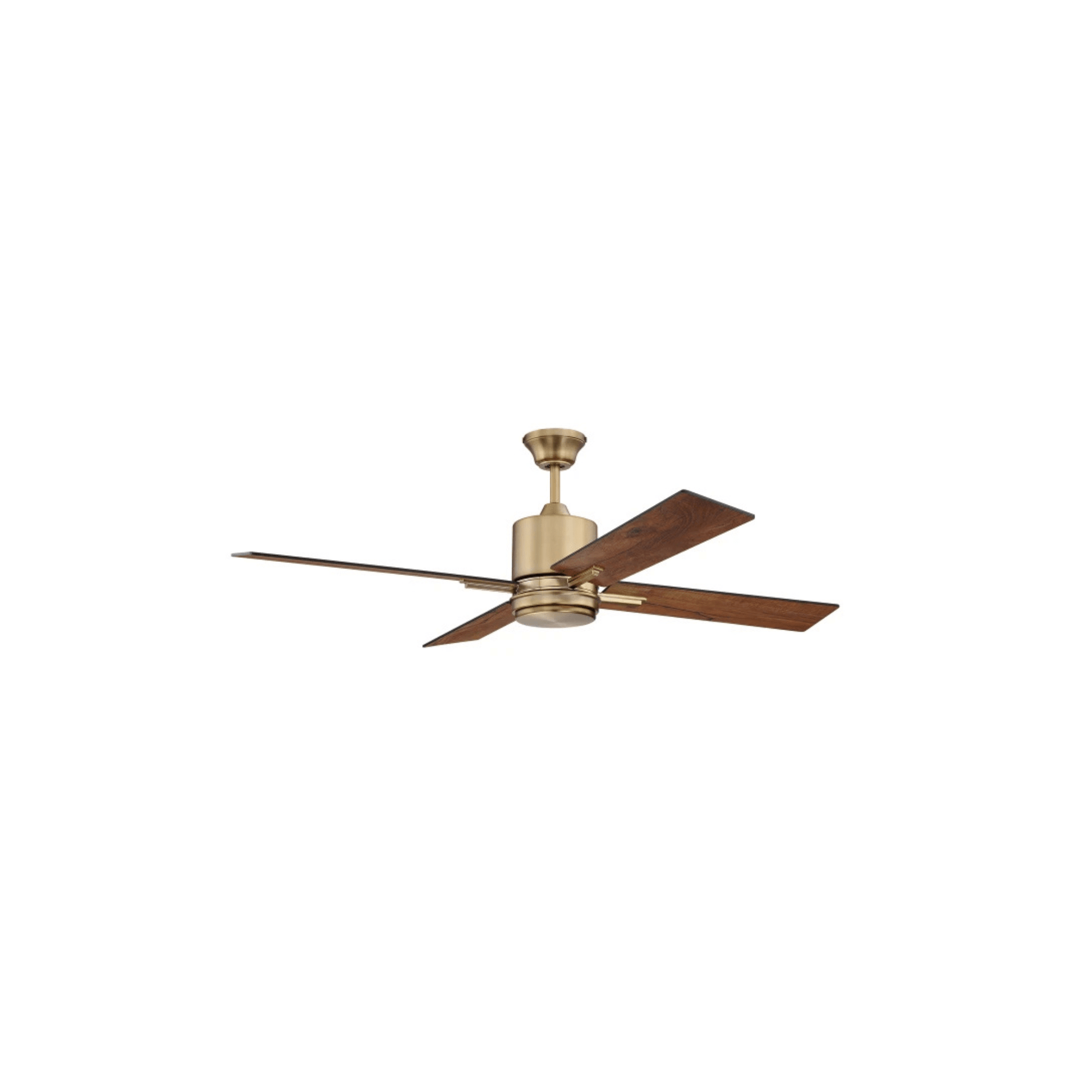 Teana 52 inch Flat Black and Satin Brass with Flat Black/Mesquite Blades Ceiling Fan - Orvon Lighting