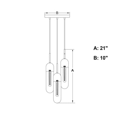 Thalia 10 - in. 3 Light Pendant - Orvon Lighting