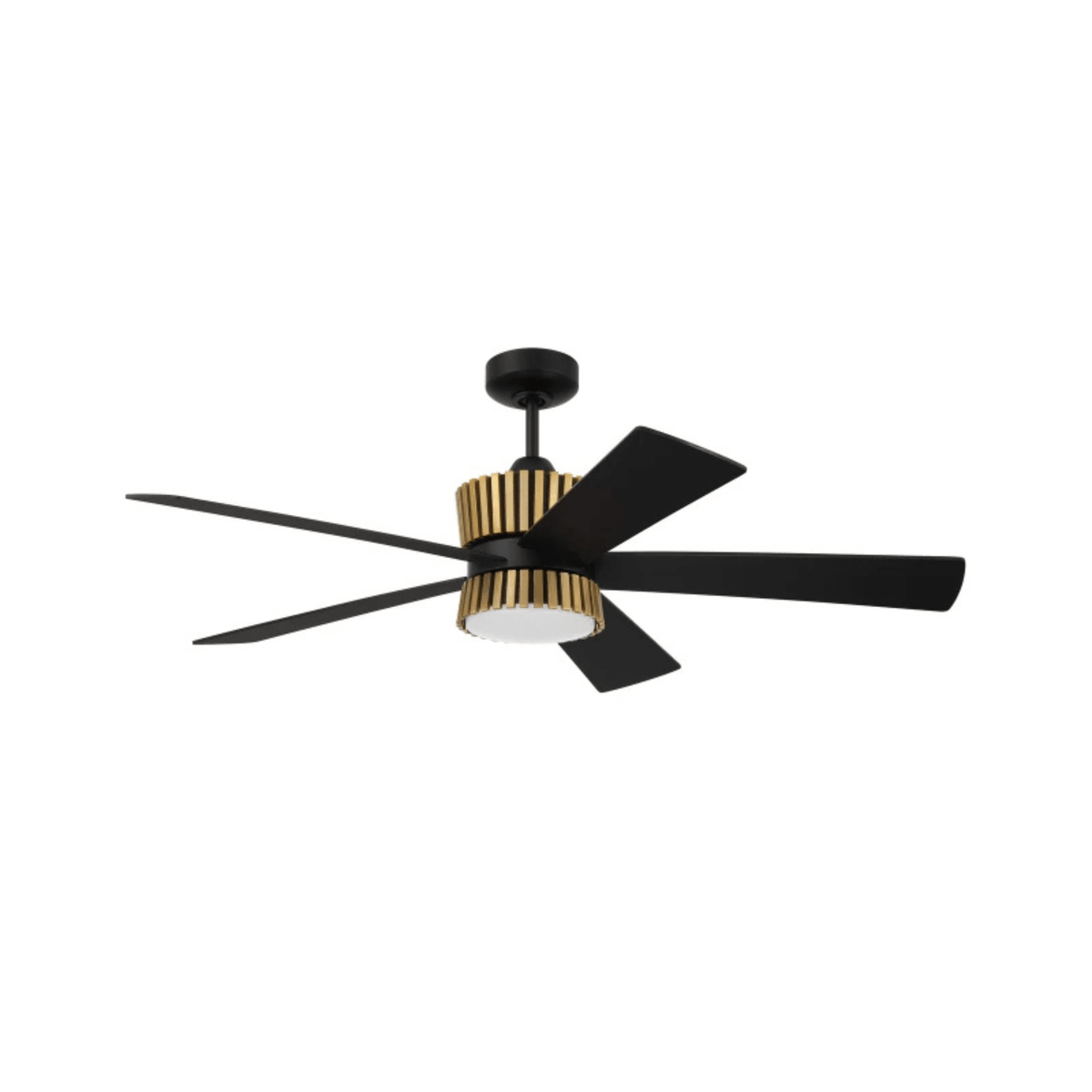 Theiry 52 inch Flat Black/Satin Brass with Flat Black/Black Walnut Blades Ceiling Fan - Orvon Lighting
