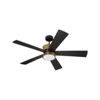 Theiry 52 inch Flat Black/Satin Brass with Flat Black/Black Walnut Blades Ceiling Fan - Orvon Lighting