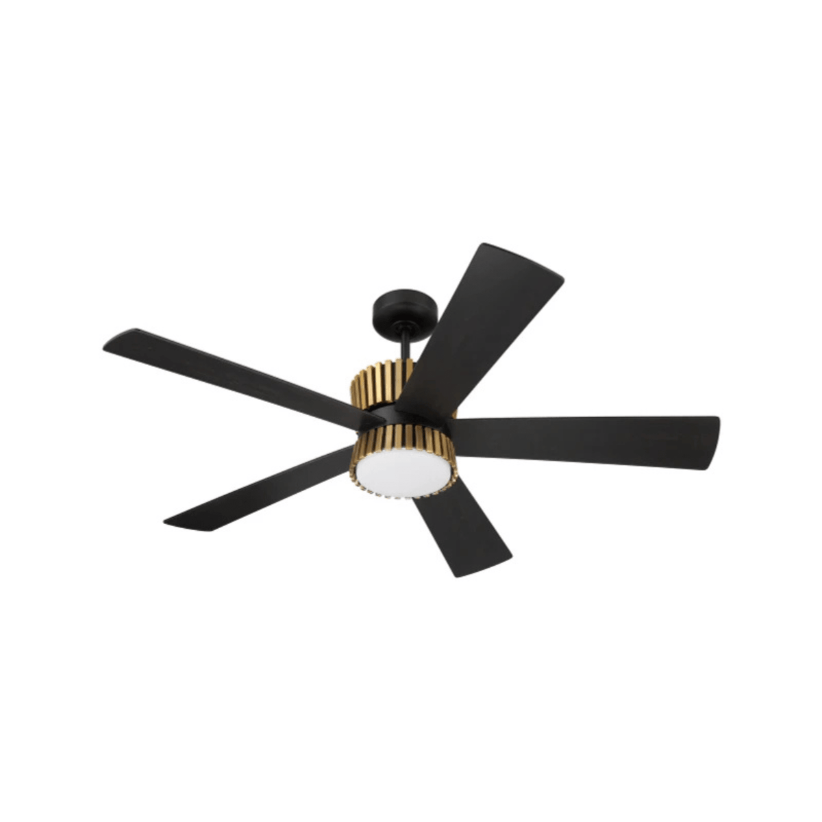 Theiry 52 inch Flat Black/Satin Brass with Flat Black/Black Walnut Blades Ceiling Fan - Orvon Lighting