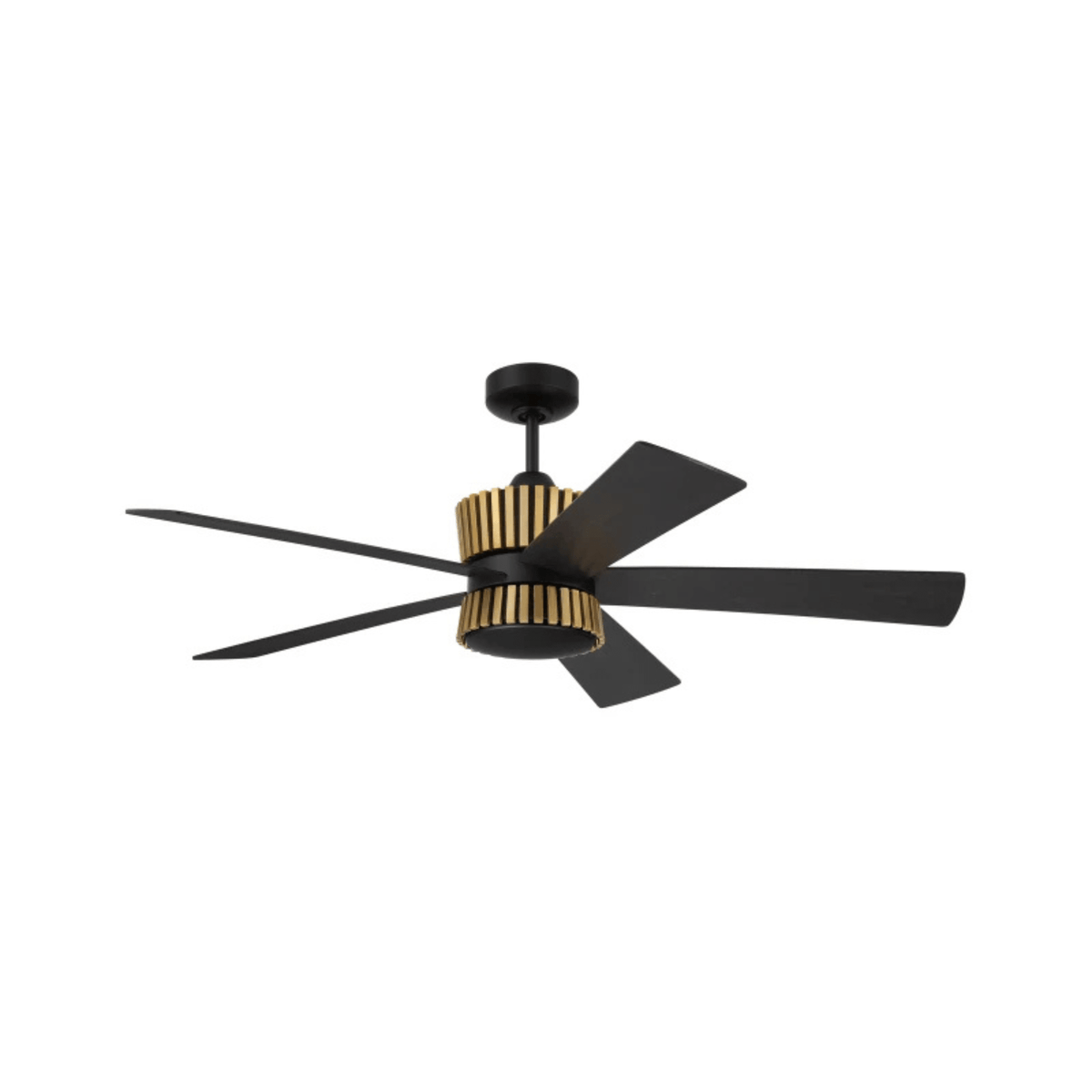 Theiry 52 inch Flat Black/Satin Brass with Flat Black/Black Walnut Blades Ceiling Fan - Orvon Lighting