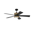 Theiry 52 inch Flat Black/Satin Brass with Flat Black/Black Walnut Blades Ceiling Fan - Orvon Lighting