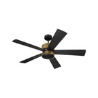 Theiry 52 inch Flat Black/Satin Brass with Flat Black/Black Walnut Blades Ceiling Fan - Orvon Lighting