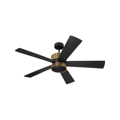 Theiry 52 inch Flat Black/Satin Brass with Flat Black/Black Walnut Blades Ceiling Fan - Orvon Lighting