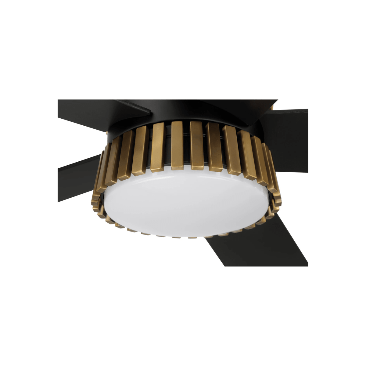 Theiry 52 inch Flat Black/Satin Brass with Flat Black/Black Walnut Blades Ceiling Fan - Orvon Lighting