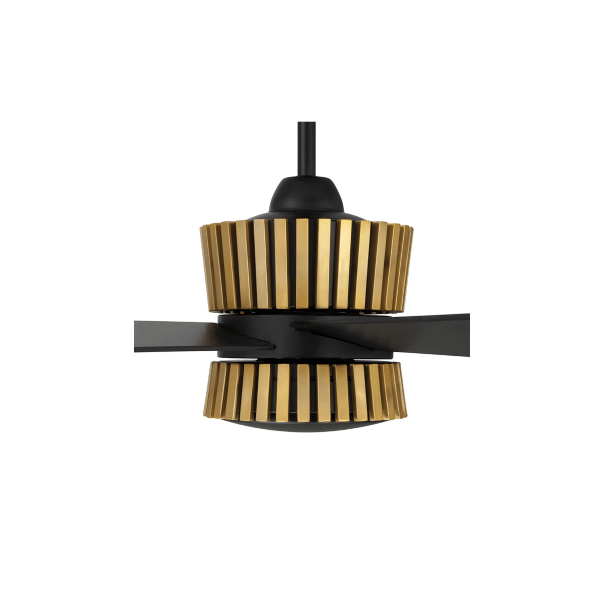 Theiry 52 inch Flat Black/Satin Brass with Flat Black/Black Walnut Blades Ceiling Fan - Orvon Lighting