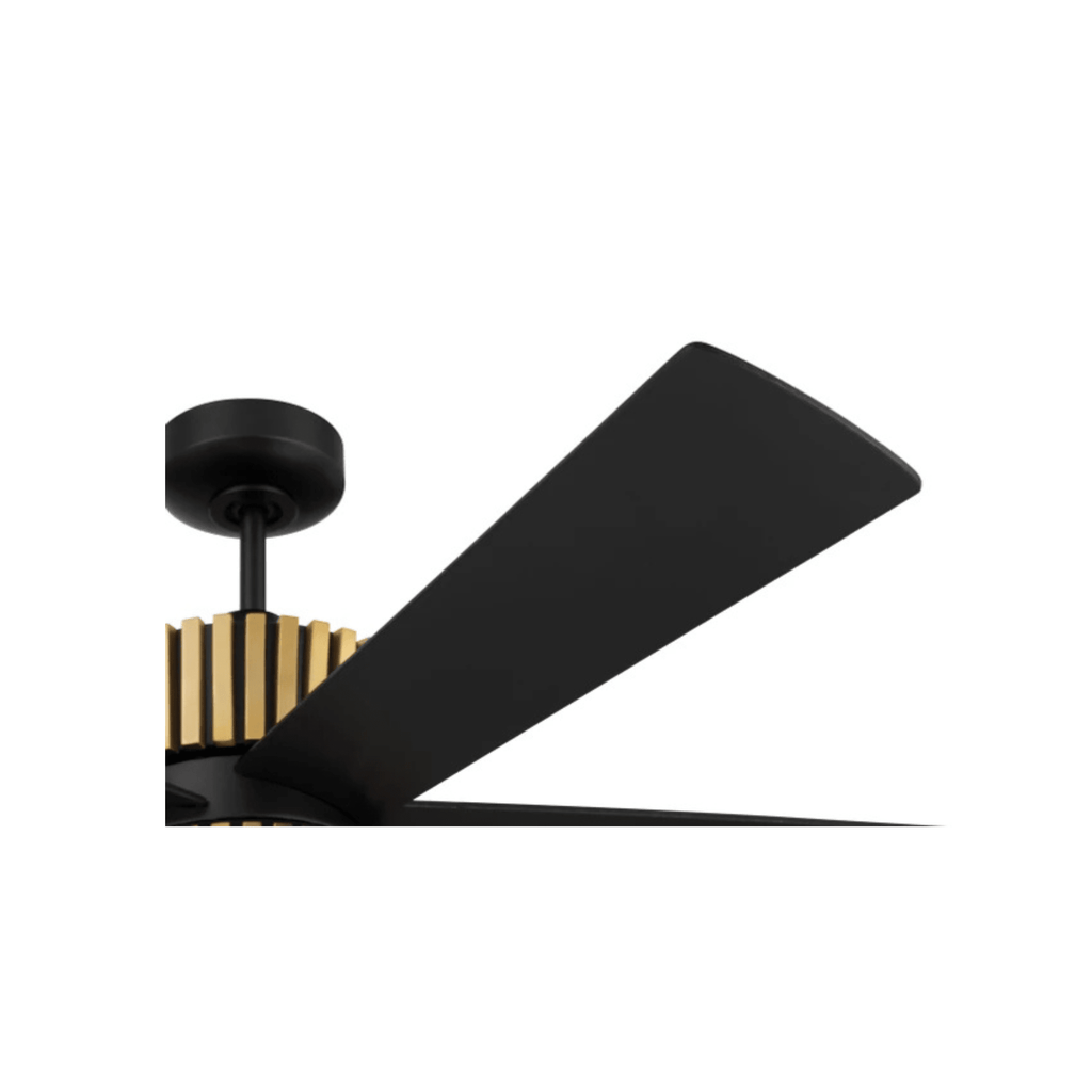 Theiry 52 inch Flat Black/Satin Brass with Flat Black/Black Walnut Blades Ceiling Fan - Orvon Lighting