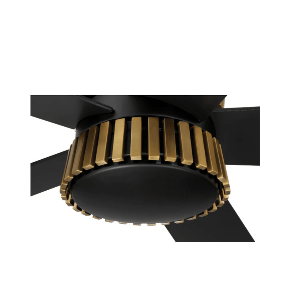 Theiry 52 inch Flat Black/Satin Brass with Flat Black/Black Walnut Blades Ceiling Fan - Orvon Lighting