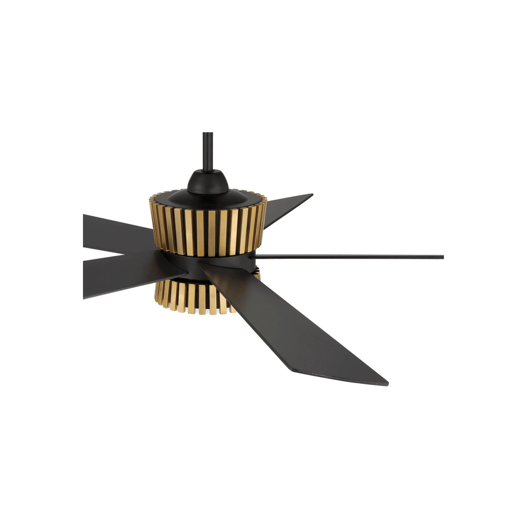 Theiry 52 inch Flat Black/Satin Brass with Flat Black/Black Walnut Blades Ceiling Fan - Orvon Lighting