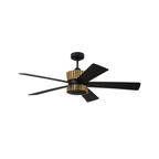 Theiry 52 inch Flat Black/Satin Brass with Flat Black/Black Walnut Blades Ceiling Fan - Orvon Lighting