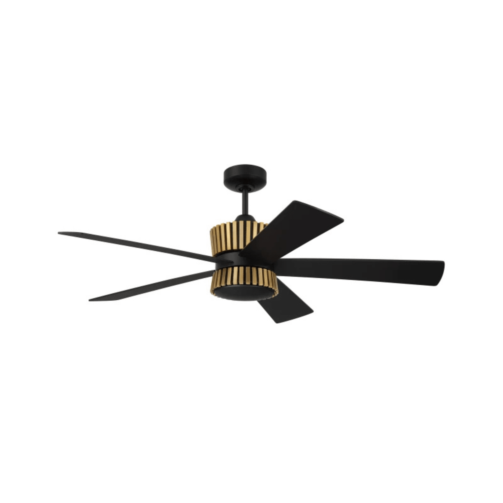 Theiry 52 inch Flat Black/Satin Brass with Flat Black/Black Walnut Blades Ceiling Fan - Orvon Lighting