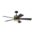 Theiry 52 inch Flat Black/Satin Brass with Flat Black/Black Walnut Blades Ceiling Fan - Orvon Lighting