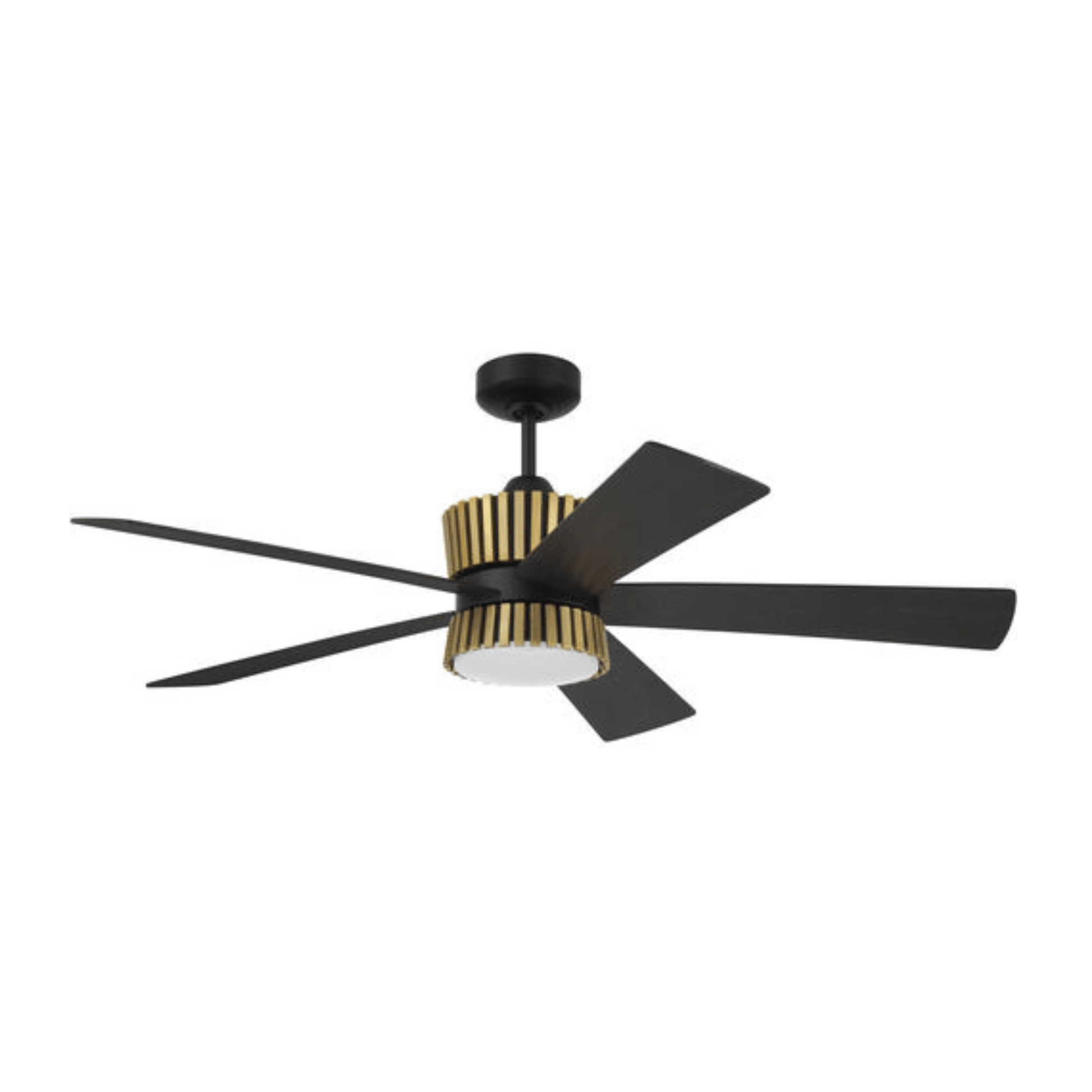 Theiry 52 inch Flat Black/Satin Brass with Flat Black/Black Walnut Blades Ceiling Fan - Orvon Lighting