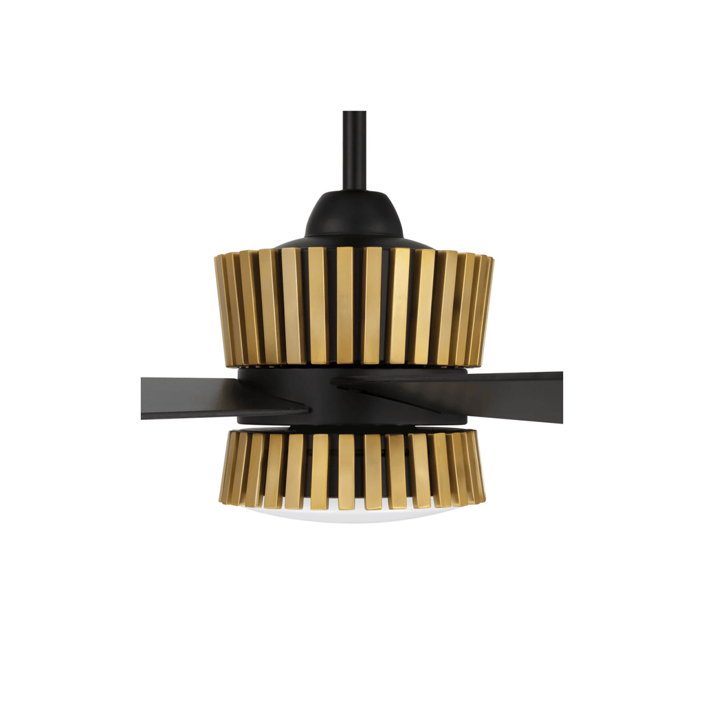 Theiry 52 inch Flat Black/Satin Brass with Flat Black/Black Walnut Blades Ceiling Fan - Orvon Lighting