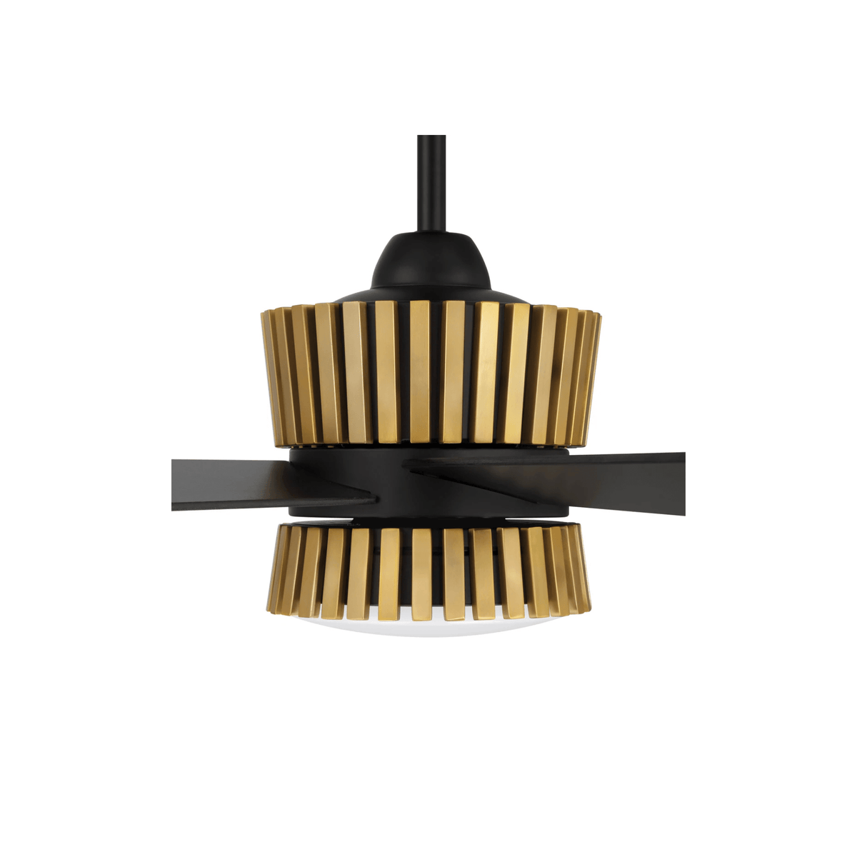 Theiry 52 inch Flat Black/Satin Brass with Flat Black/Black Walnut Blades Ceiling Fan - Orvon Lighting