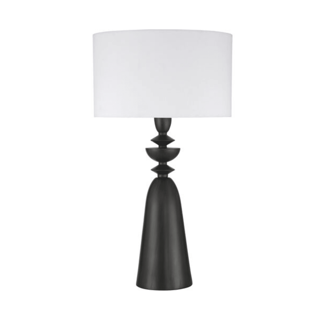 Travis 1 Light Table Lamp in Dark Wood - Orvon Lighting