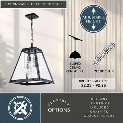Tremont 15 in. W 4 Light Pendant Matte Black - Orvon Lighting