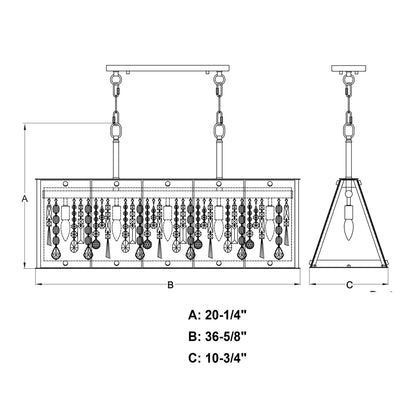 Tremont 36.5 in. W 5 Light Linear Chandelier Matte Black - Orvon Lighting