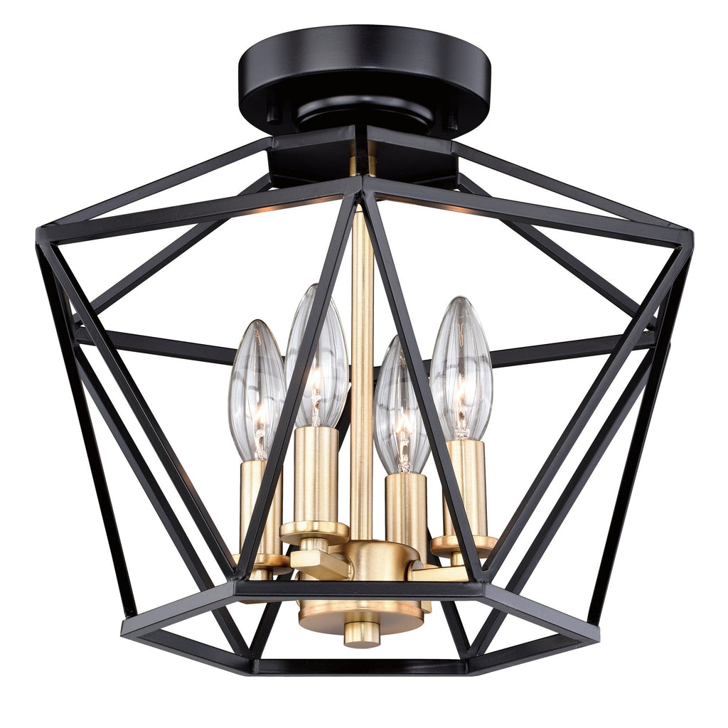 Turin 14.5 - in Semi Flush Ceiling Light Noble Bronze and Natural Brass - Orvon Lighting