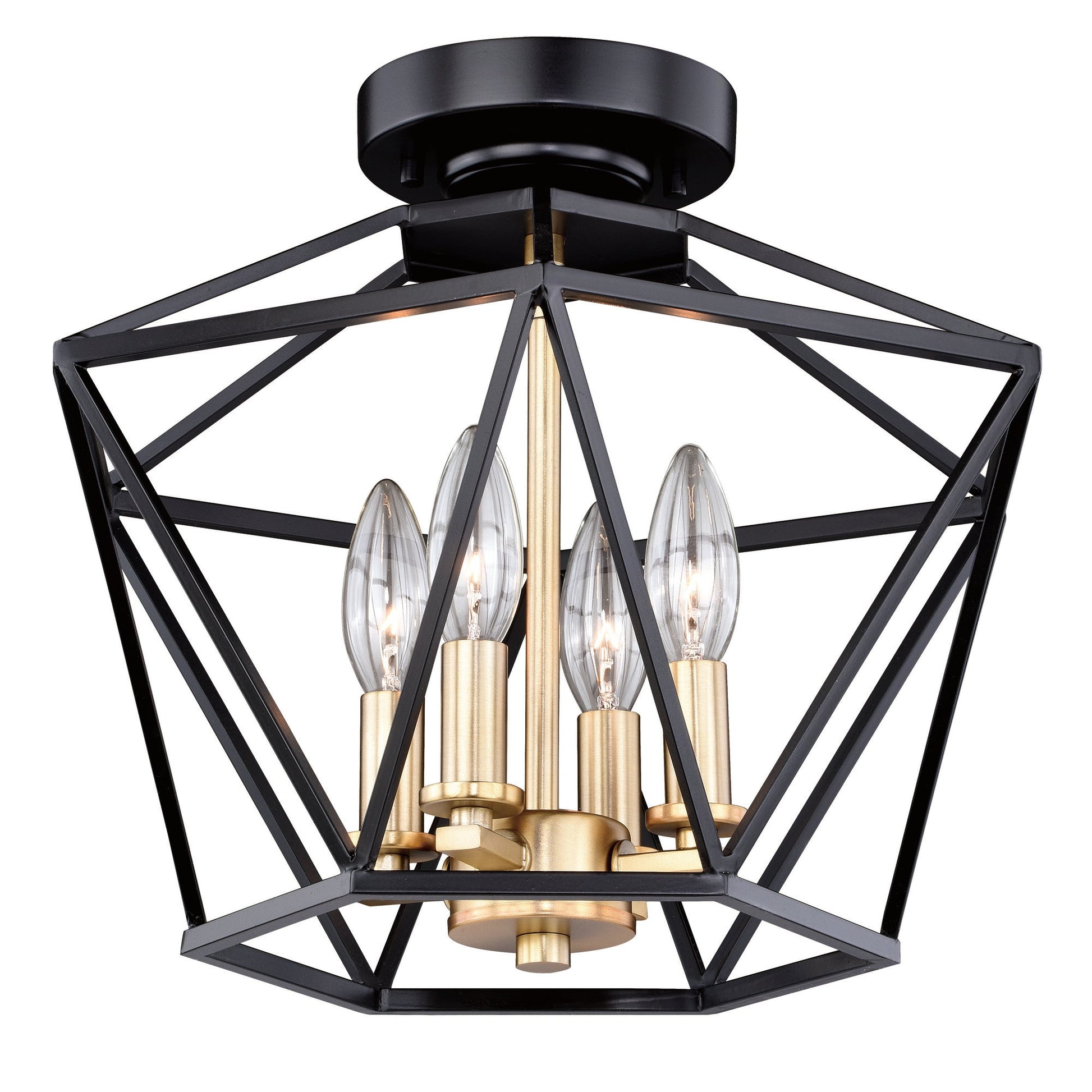 Turin 14.5 - in Semi Flush Ceiling Light Noble Bronze and Natural Brass - Orvon Lighting