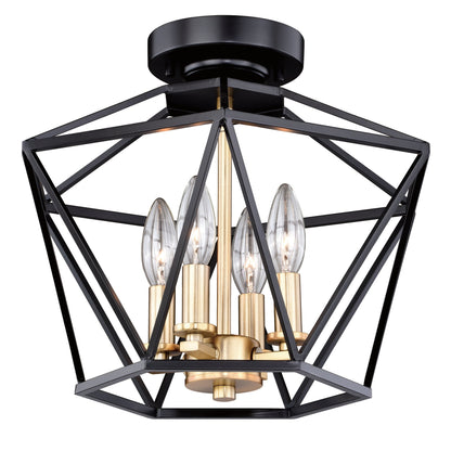 Turin 14.5 - in Semi Flush Ceiling Light Noble Bronze and Natural Brass - Orvon Lighting