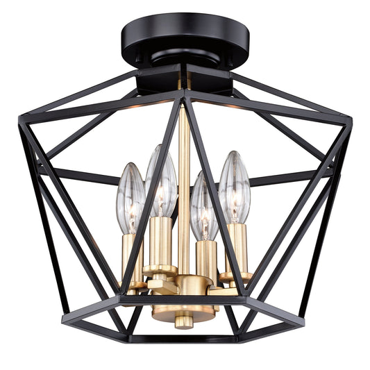 Turin 14.5 - in Semi Flush Ceiling Light Noble Bronze and Natural Brass - Orvon Lighting