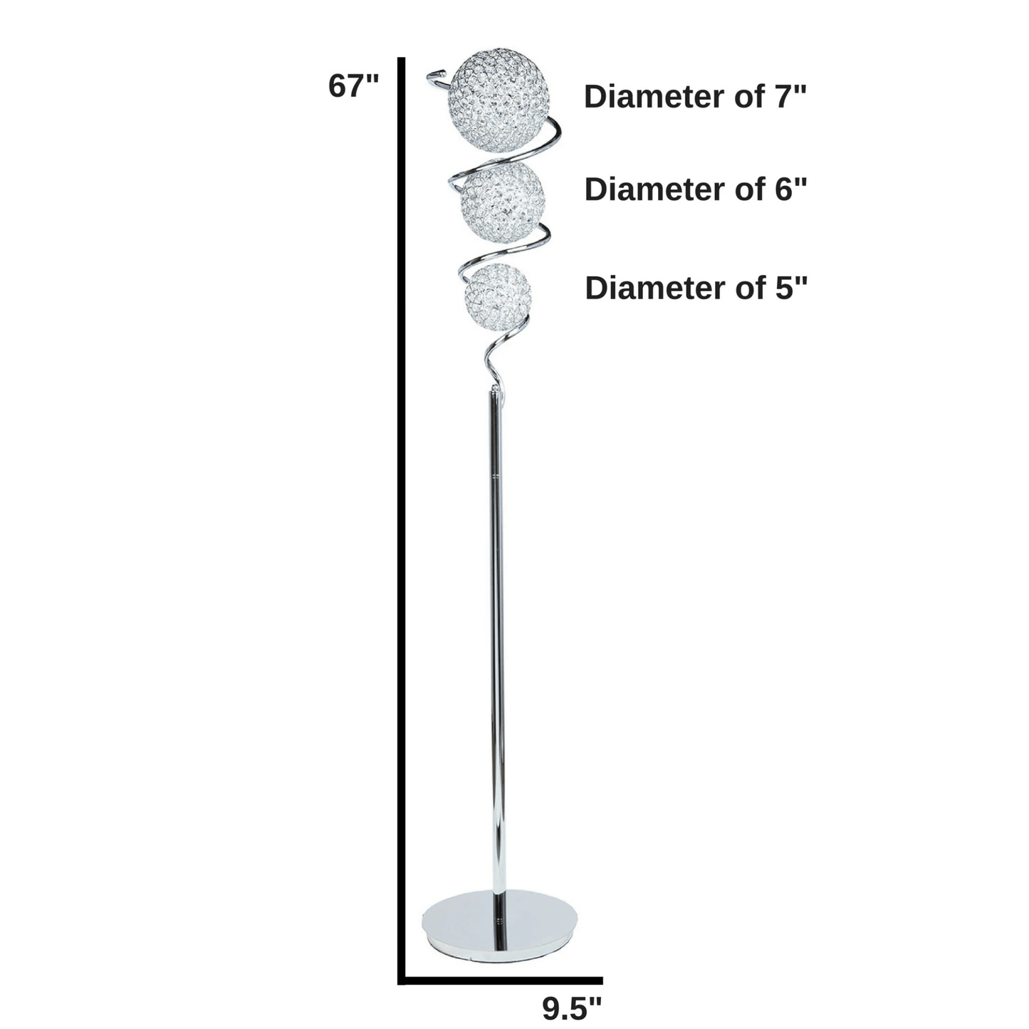 Vertical Crystal Sphere Floor Lamp 3 Light - Orvon Lighting