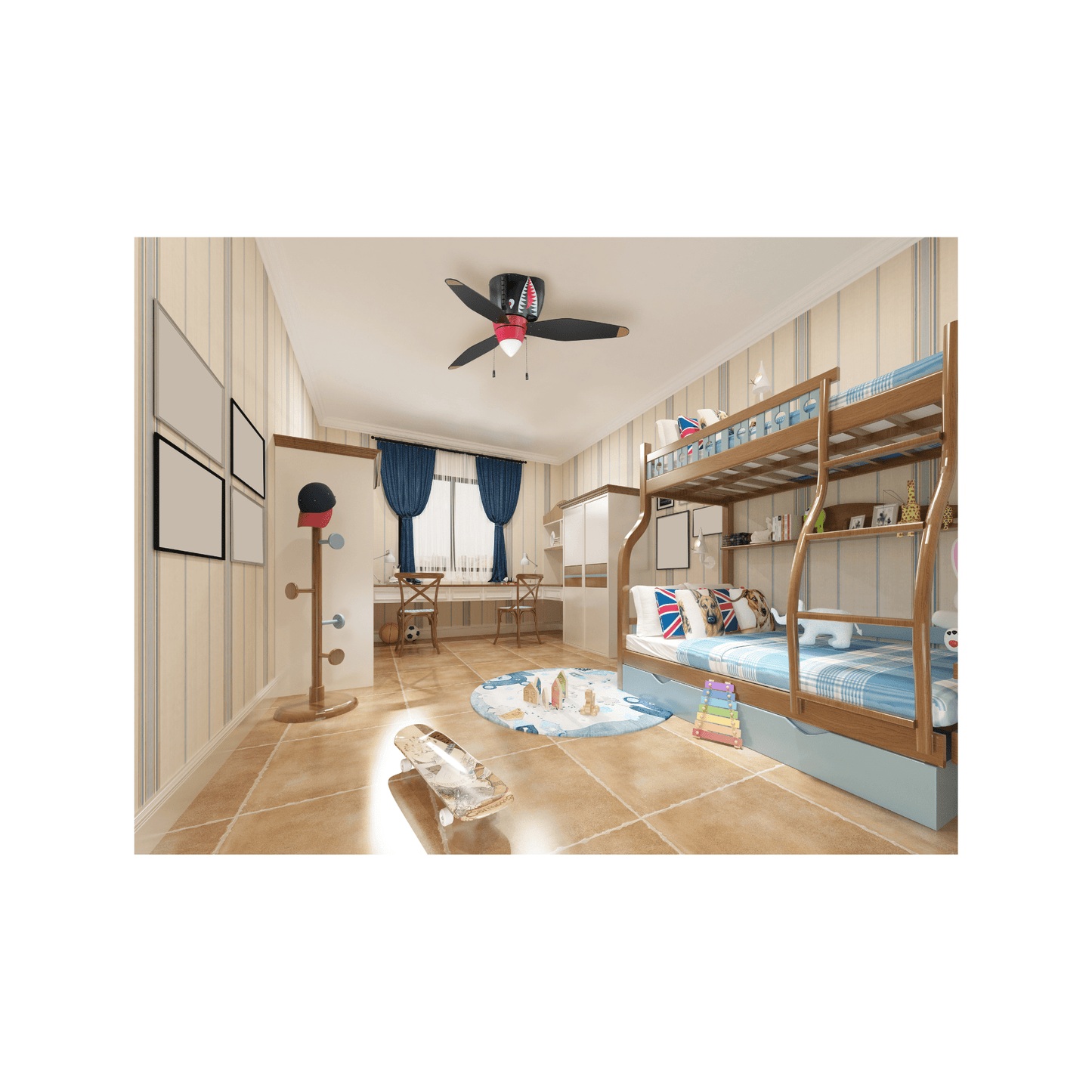 WarPlanes 48 inch WarPlanes Tiger Shark with Tiger Shark Blades Ceiling Fan - Orvon Lighting
