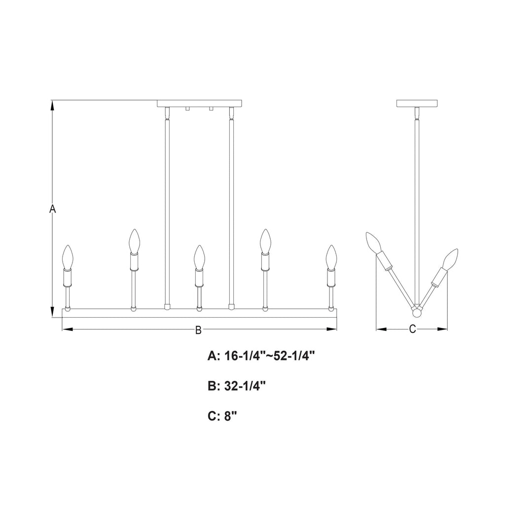 Warwick 32.25 - in. W 10 Light Linear Chandelier Natural Brass - Orvon Lighting