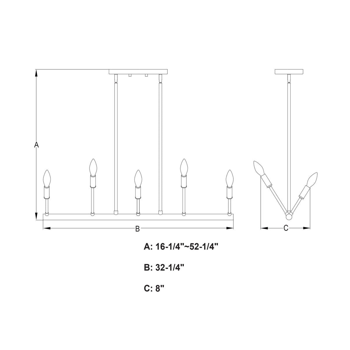 Warwick 32.25 - in. W 10 Light Linear Chandelier Natural Brass - Orvon Lighting