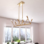 Warwick 32.25 - in. W 10 Light Linear Chandelier Natural Brass - Orvon Lighting