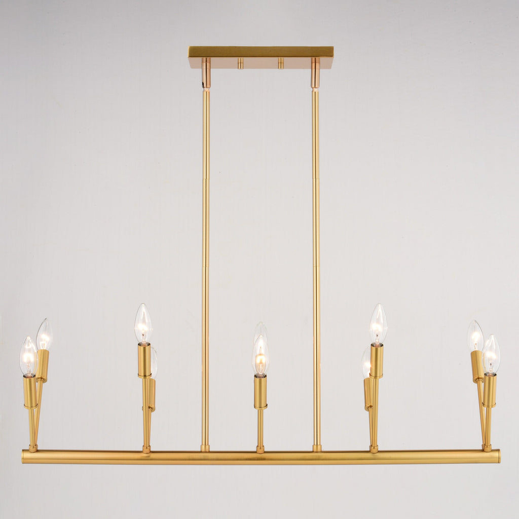Warwick 32.25 - in. W 10 Light Linear Chandelier Natural Brass - Orvon Lighting