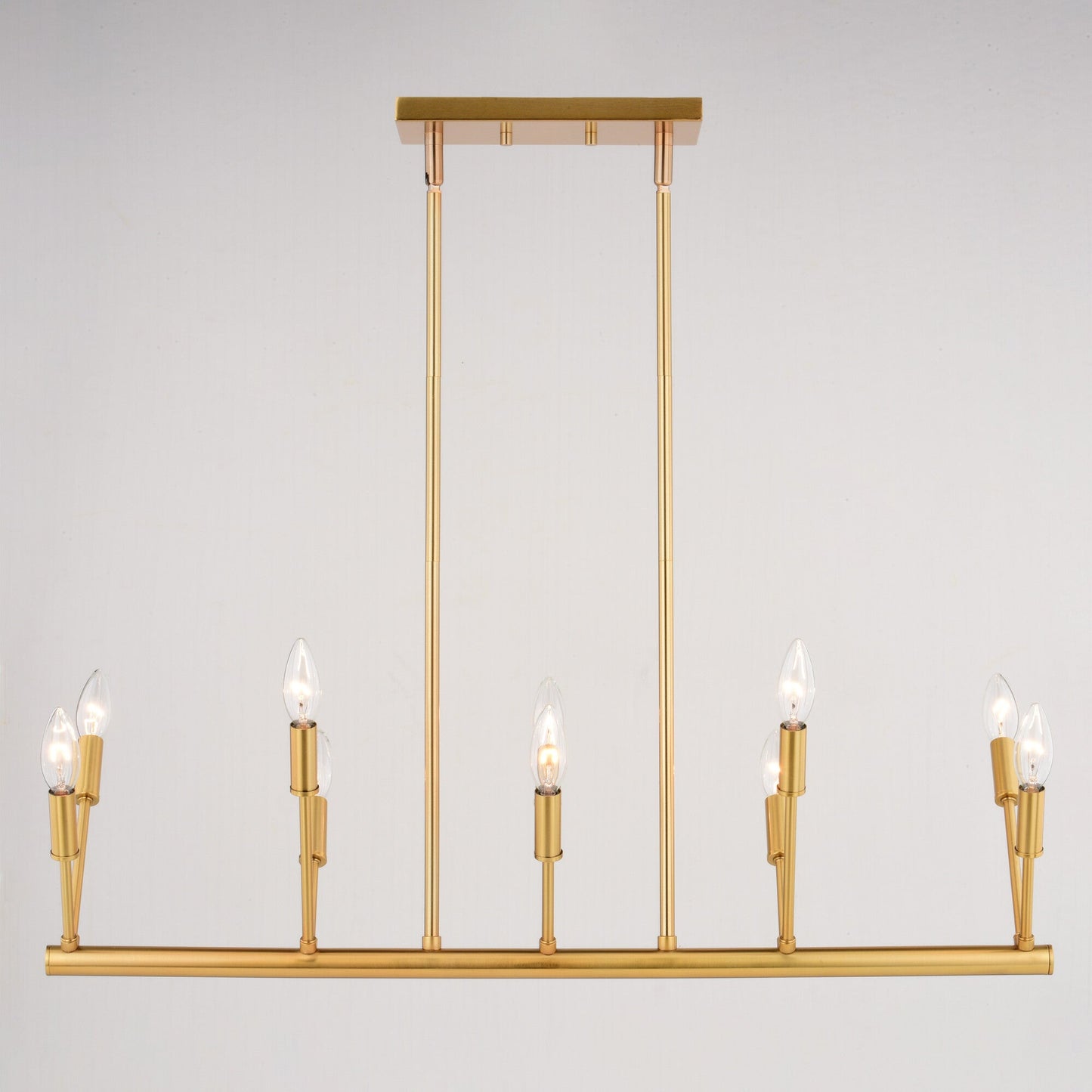 Warwick 32.25 - in. W 10 Light Linear Chandelier Natural Brass - Orvon Lighting
