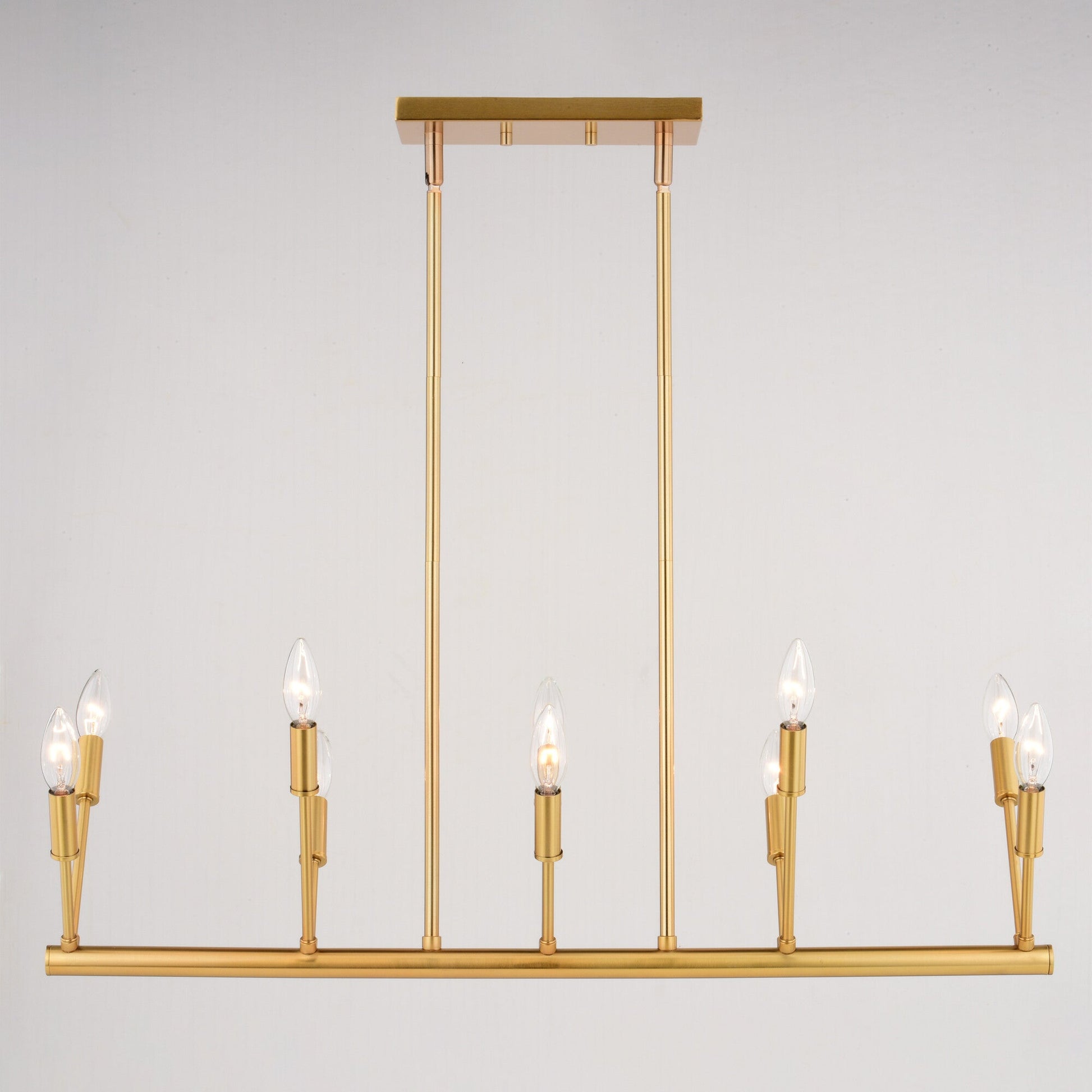 Warwick 32.25 - in. W 10 Light Linear Chandelier Natural Brass - Orvon Lighting