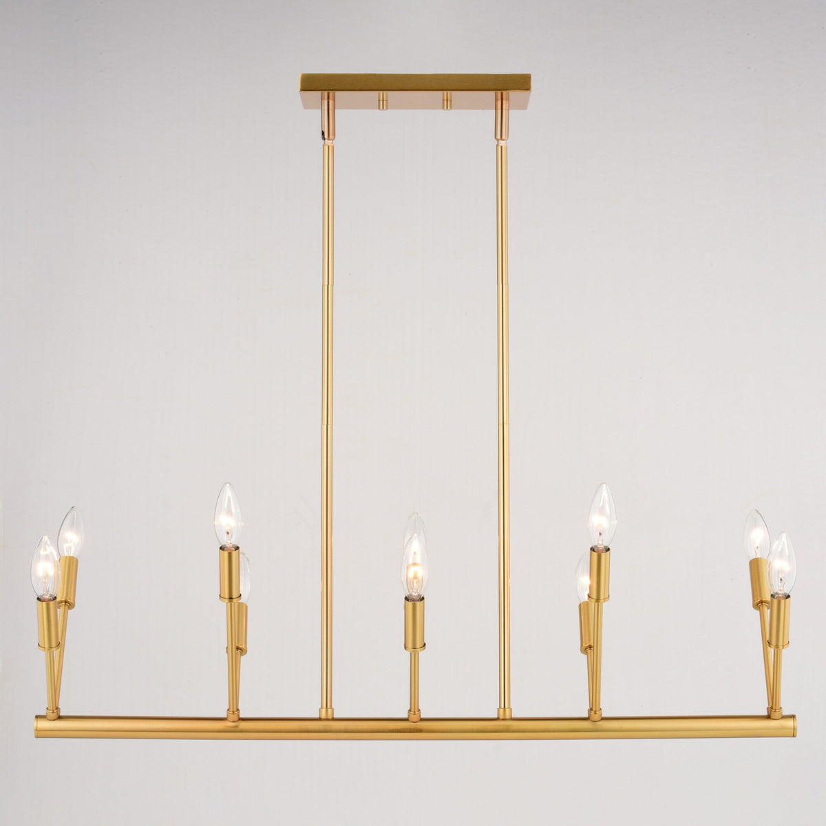 Warwick 32.25 - in. W 10 Light Linear Chandelier Natural Brass - Orvon Lighting