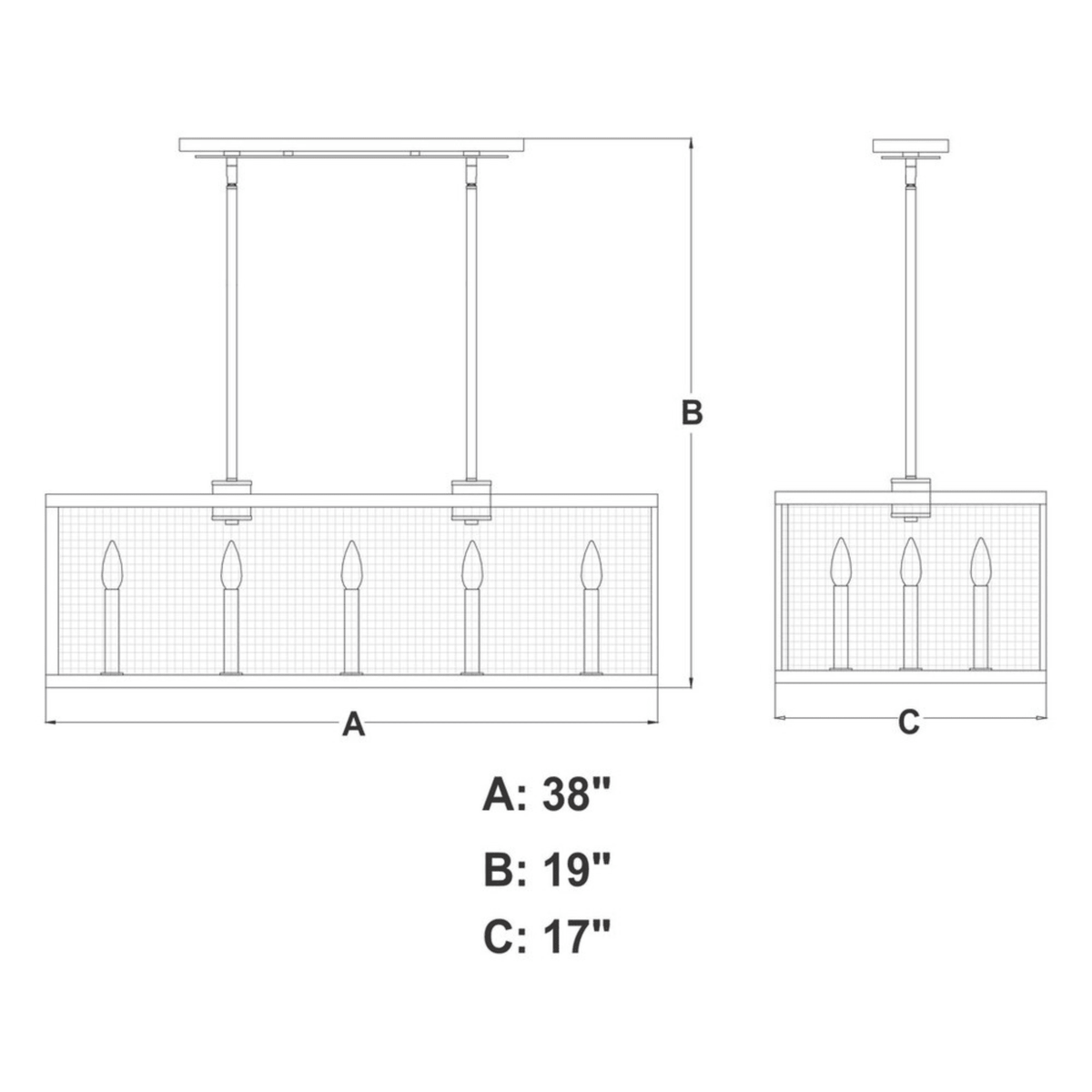 Wicker Park 8L Linear Chandelier Warm Pewter - Orvon Lighting