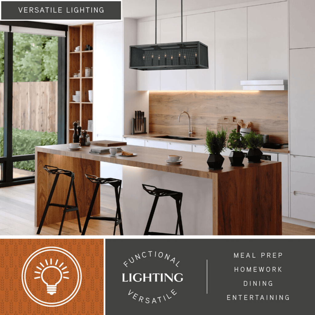Wicker Park 8L Linear Chandelier Warm Pewter - Orvon Lighting