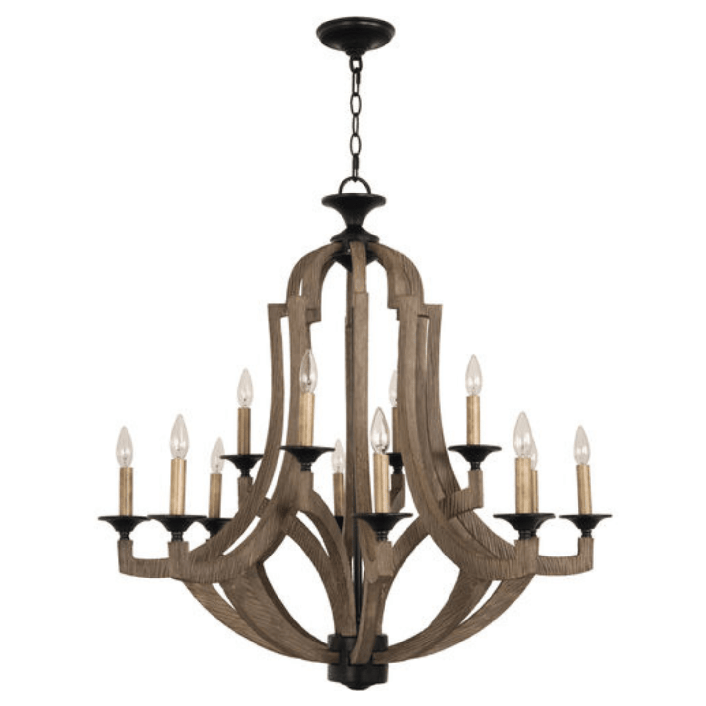 Winton 12 Light 36 inch Weathered Pine Chandelier Ceiling Light - Orvon Lighting