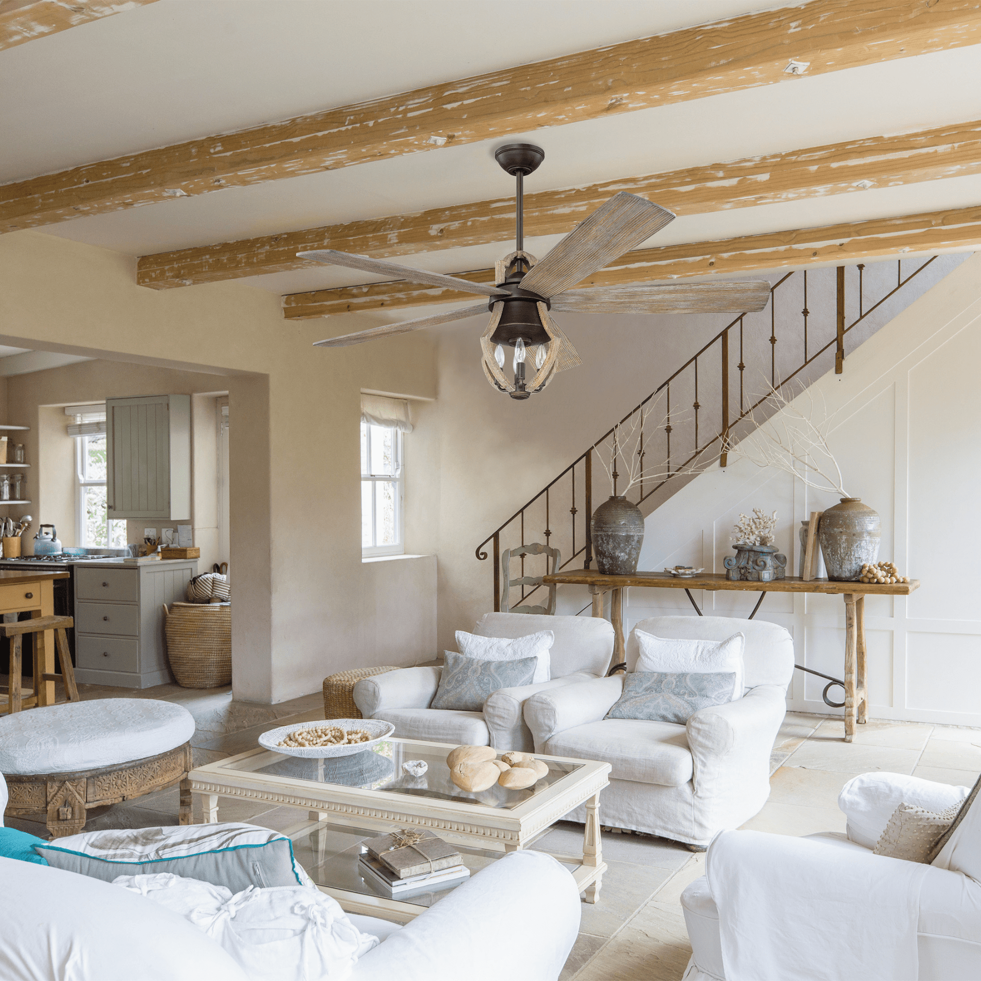 Winton 56 inch Aged Bronze Brushed with Weathered Pine Blades Ceiling Fan - Orvon Lighting